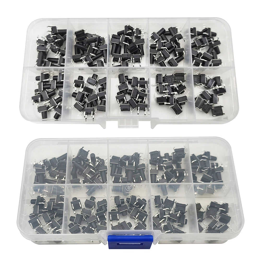 1Box 6x6mm 12x12mm Tactile Tact Push Button Mini Micro Switch Kit PCB Momentary Self-reset Switches DIP 2Pin 4Pin ON/OFF
