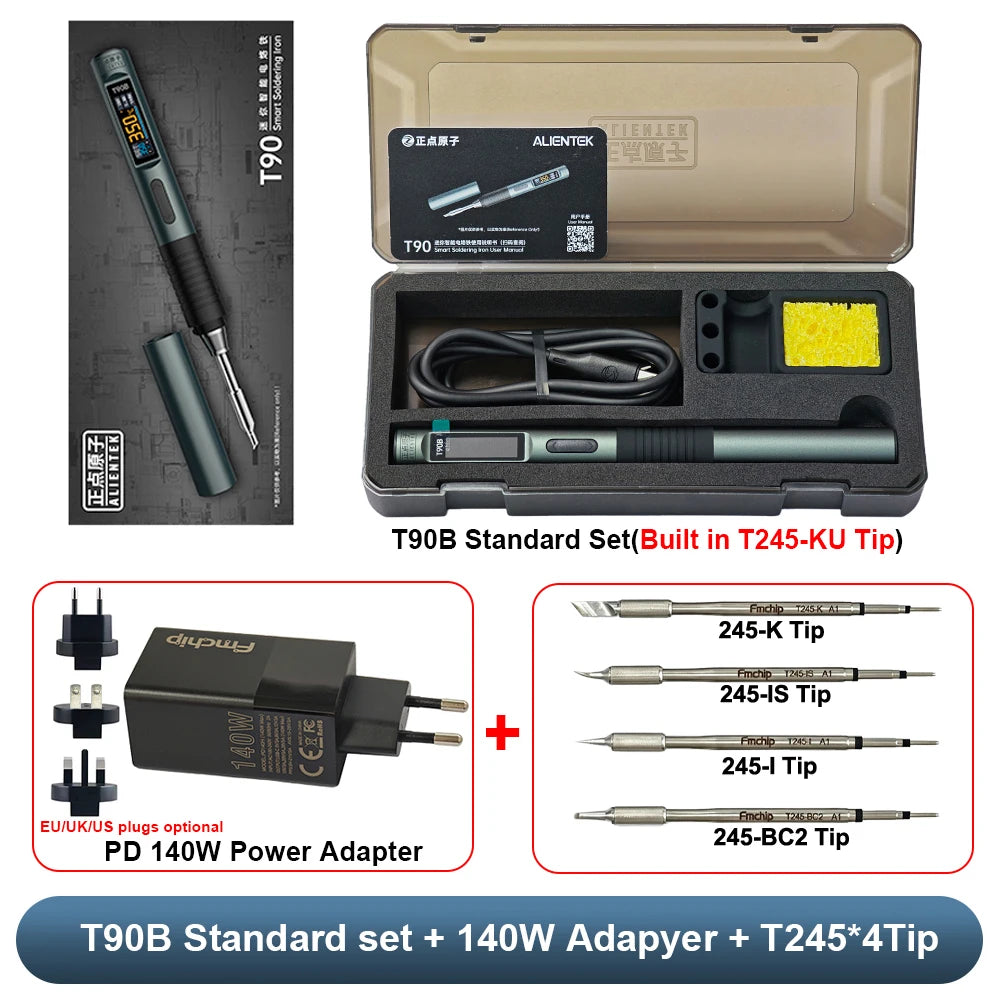 ALIENTEK T90B Smart Soldering Iron PD3.1 140W 80-450℃ Adjustable Temperature Precision Welding Solder Tools T245 Tip Series