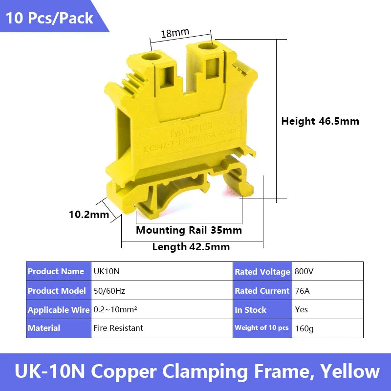 UK 2.5 Terminal Block UK2.5B Screw Connection Connect Strip 2.5B/3N/5N/6N/10N  2.5mm² Cable Electrical Din Rail Wire Connector