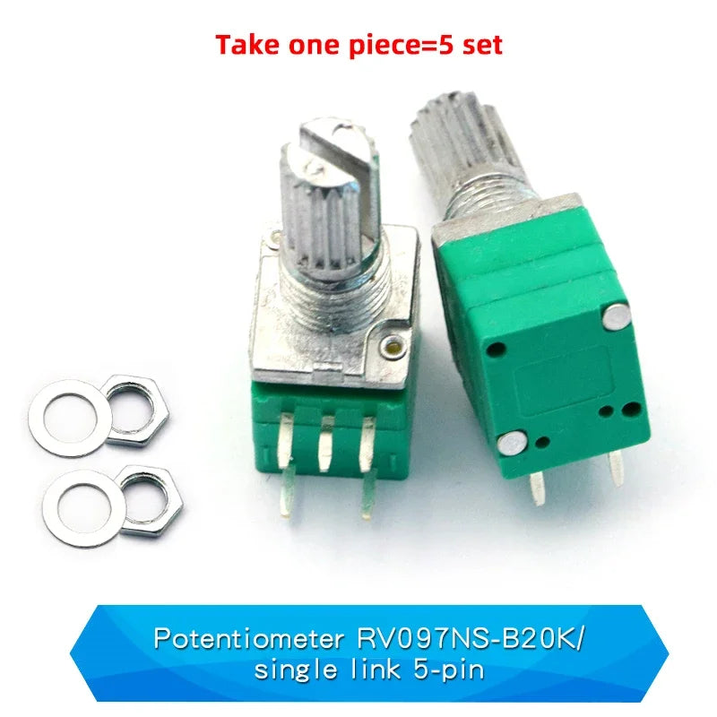 5PCS RK097NS G Single Double Potentiometer B5K/10K/20K/50K/100K Power Discharge Bit Speaker Audio