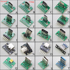 1PCS Data Charging Cable Jack Test Board with Pin Header 90 Degree Micro Mini USB Type C 2Pin USB 3.0 2.0 Female Male Connector
