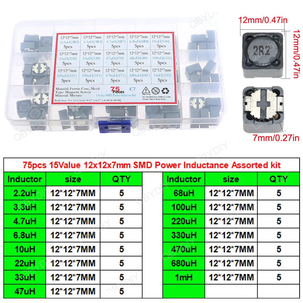 1uH-100mH I-Shaped Inductors Color Ring Inductors Toroid Core Choke DIP SMD Wire Wound Power Inductors Assorted Kit
