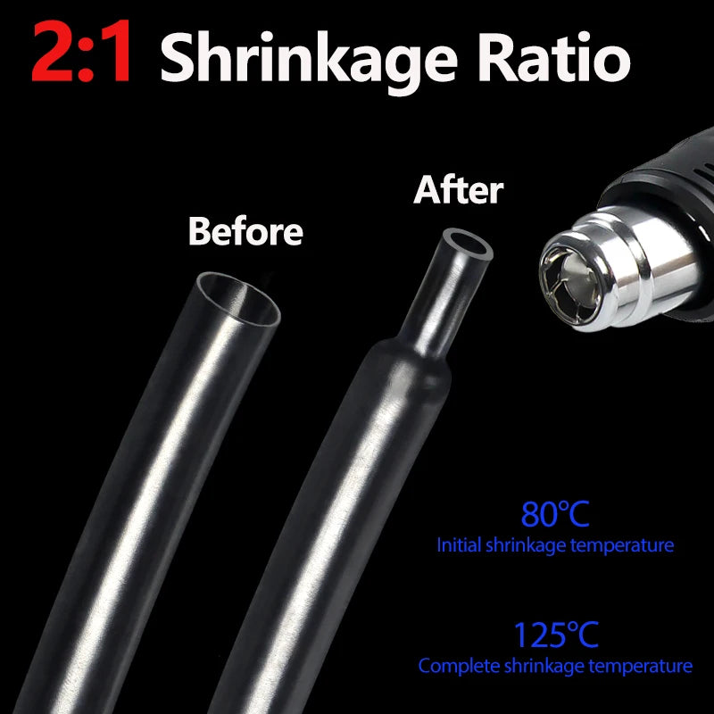 2/5/10m 2:1 Heat Shrink Tube Clear Diameter 0.6mm ~ 120mm DIY Wire Cable Repair Wrap Waterproof Insulated Protective Sleeve 600V