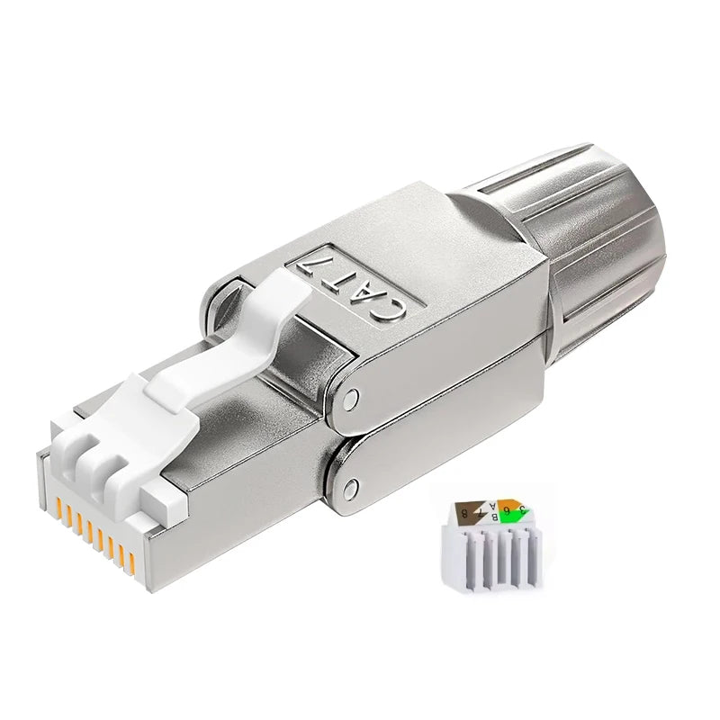 RJ45 Cat8 Cat7 Cat6 Toolless Field Termination Plug, Shielded (STP), Modular RJ45 Male Connector