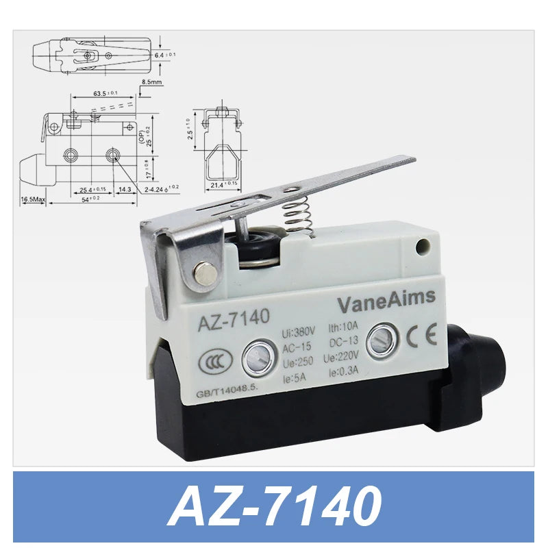 Waterproof AZ Micro Limit switch 10A 250V AZ-7312 AZ-7311 AZ-7121 AZ-7120 Small Roller Lever Travel Switch without fixation