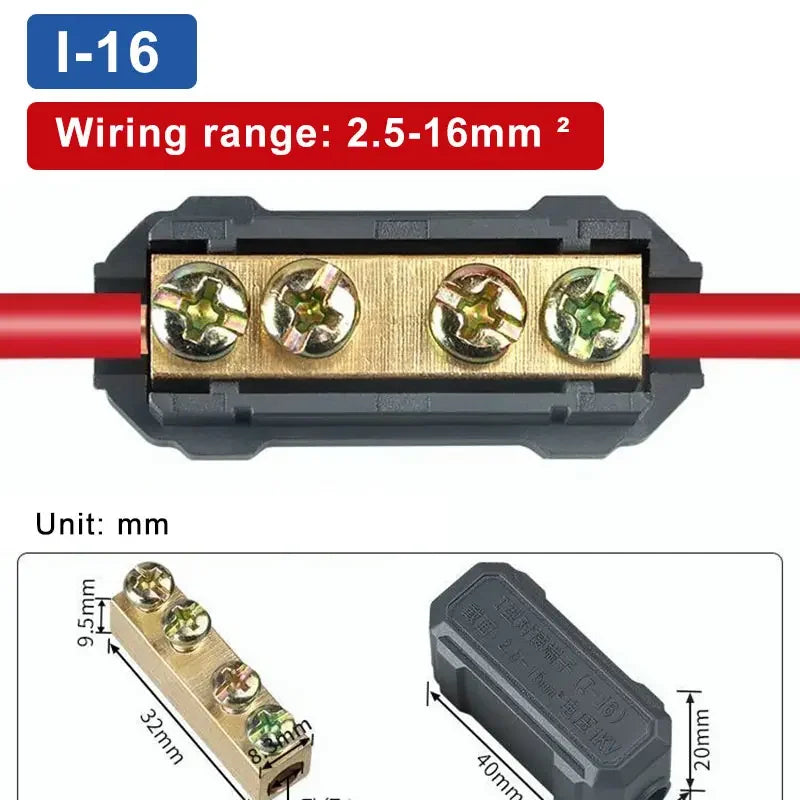 T‑Type Wire Connector ZK Terminal Splitter I-type Brass Clamp Electrical Wire Junction Box for Household Lighting Socket Wiring