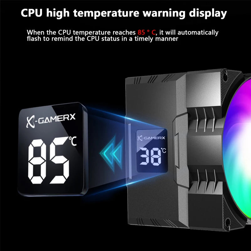 Power Train X-Gamerx Z-1300 9cm with Digital Temperature Display Four Heat Pipe CPU Air Cooler ARGB LGA1700 1200 115X AM4 AM5