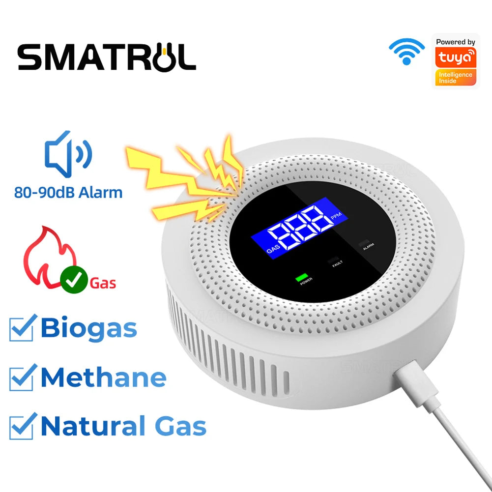 Gas  Sensor Digital Display Natural Gas Sniffer with Temperature Sensor Bluetooth-compatible for LPG Gas Biogas Methane