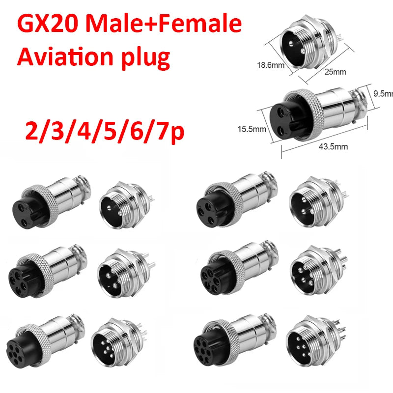 GX12/GX16/GX20 2/3/4/5/6/7 Pin Male&Female Docking Aviator Aviation Plug Socket Circular Connector