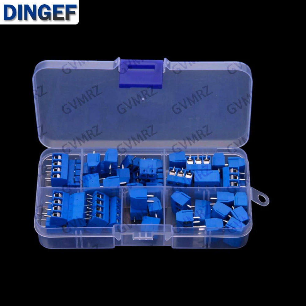 50PCS 5.0MM KF301 2P 3P 4P terminal blocks PCB splicing plug Blue KF301-4P KF301-3P  KF301-2P