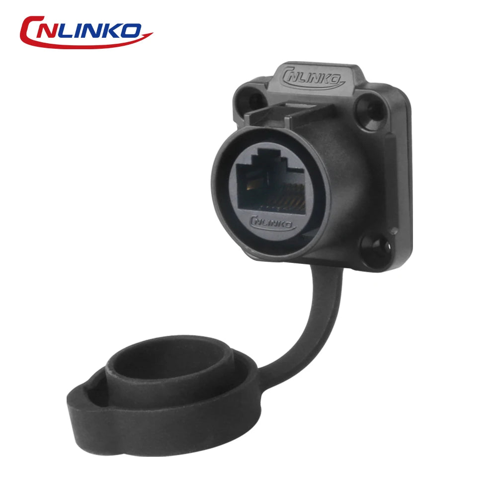 CNLINKO LP20 PBT Plastic IP68 Waterproof RJ45 Cable Signal Connector CAT6 Panel Mount Socket Plug Network Ethernet Interface