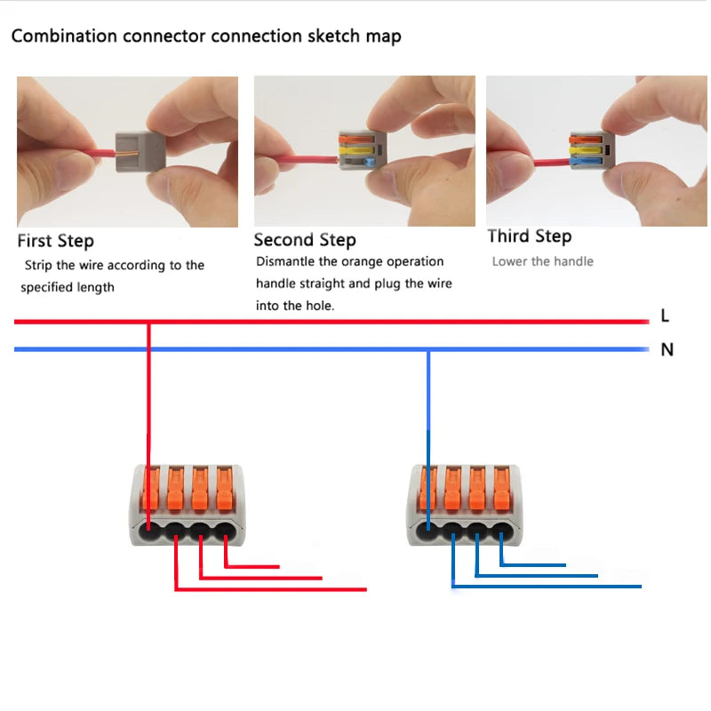 Compact Quick Plug-in Terminal for Cable Connectors, 30/50/100 Piece Terminal Orange Home Wiring Module Paralleling Device