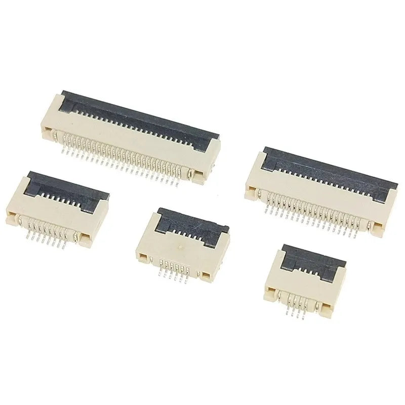 10pcs FPC FFC socket Connector 0.5mm 1mm Pitch Flat Cable Flip bottom connection 4/5/6/8/10/12/14/16/20/22/24/30/34/40/50P