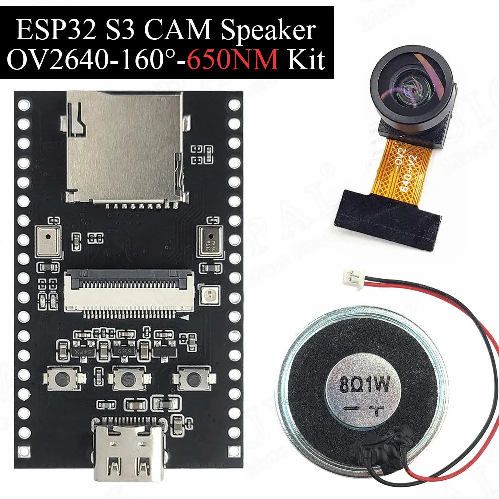 NEW ESP32 S3 CAM Speaker Development Board with OV2640 Wifi Camera Module Kit Dual MIC TF Slot N16R8 CH340X USB Type-C ESP32-S3