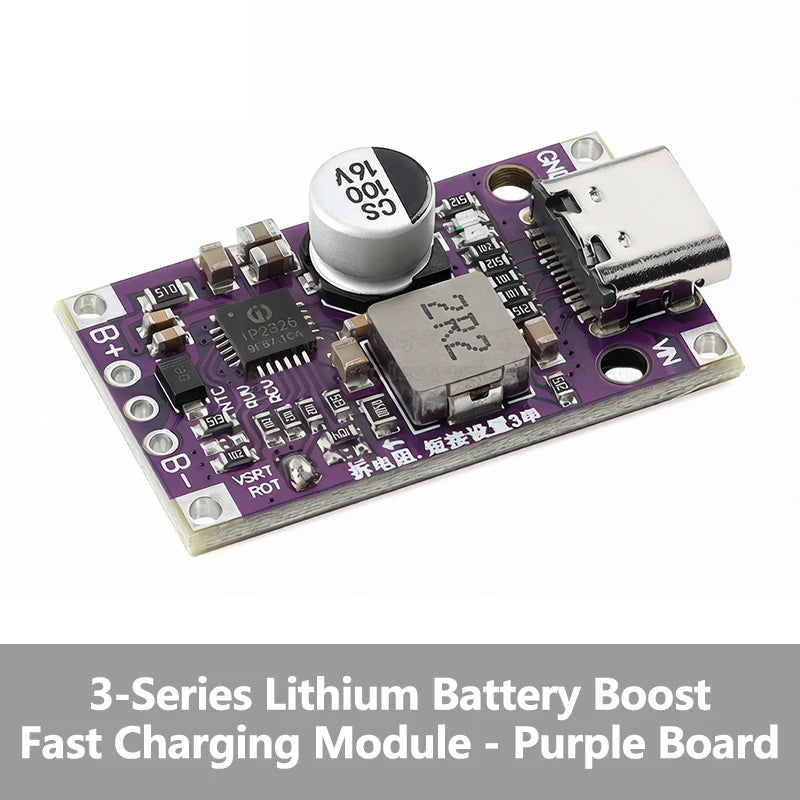 Type‑C USB 2‑3S BMS Lithium Battery Boost Charging Module 15W 8.4V 12.6V 1.5A Fast Charge With Balance And Indicator