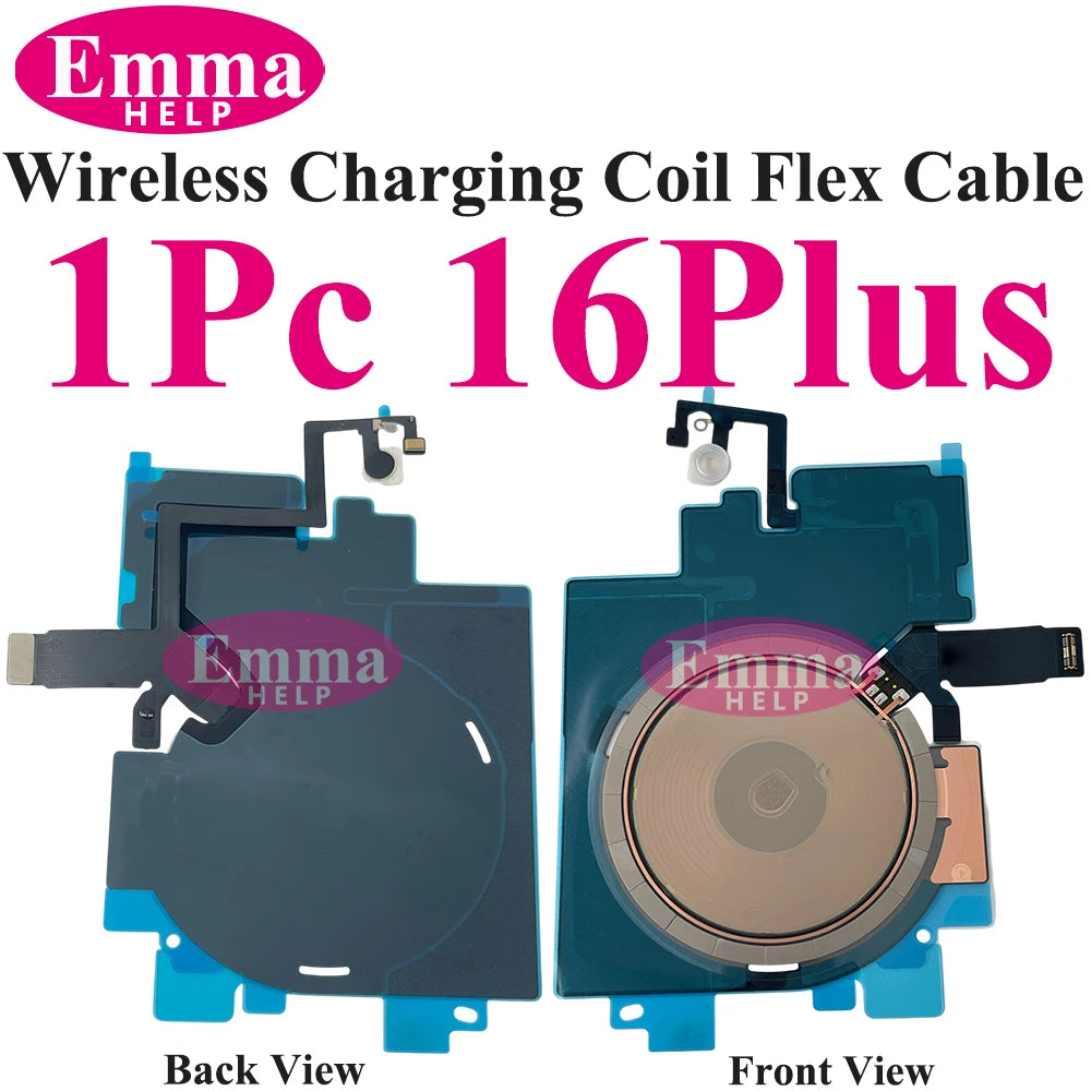 Wireless Charging Coil NFC + Power Volume Flex Cable for iPhone 14 14 Plus 15 15 Pro Max 16 – WPC Charging Antenna