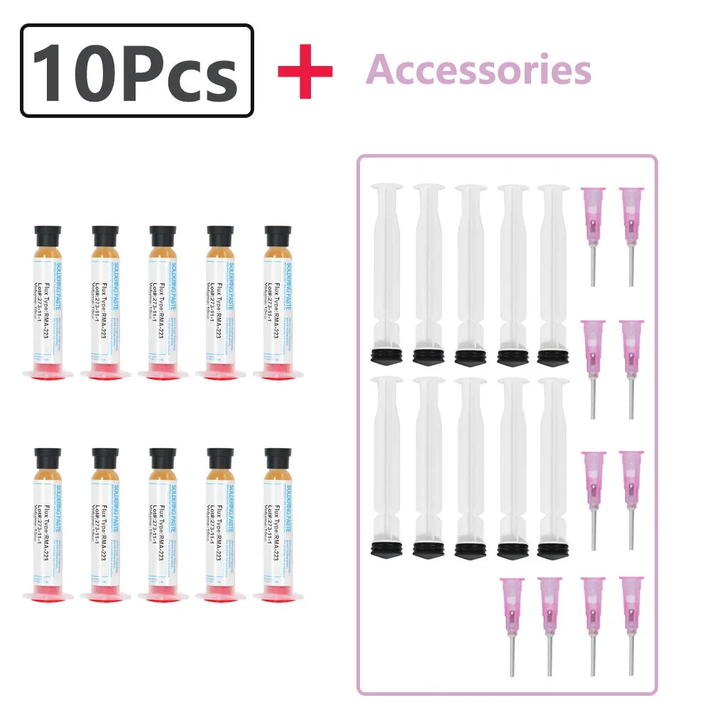 1/50Pcs 10cc RMA223 Soldering Paste Flux For Soldering Solder Paste Phone LED BGA Grease Computer Chips PGA PCB SMD Repair Tools