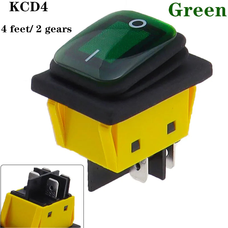 KCD4 on off 30A/250V Heavy Duty 4 pin DPST IP67 Sealed Waterproof T85 Auto Boat Marine Toggle Rocker Switch with LED 12V 220V 30