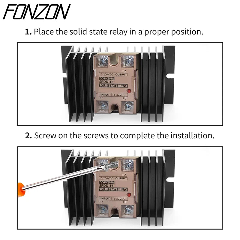 1 Pcs 10A-40A New Type Single-Phase Solid State Relay SSR Aluminum Fin Heat Sink Suitable For SSR-10DA/25DA/40DA