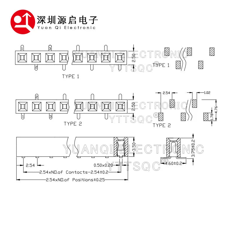 20pcs 2.54mm SMD Stackable 1x3/4/5P 6P 7P 8P 9P 10P 20P-40P Short Low Profile PH3.5 Single Row Rohs SMT Female Header Connector
