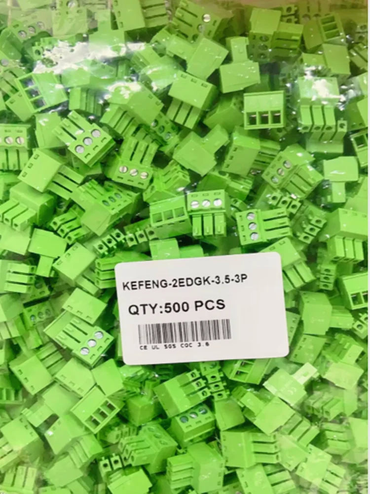 5pairs of plug-in terminal blocks 15EDG-3.81mm with a spacing of 3.5mm green Phoenix connector PCB solder board connector