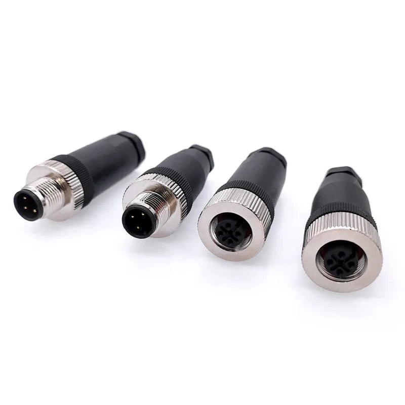 1Pc M12 Sensor Connector Waterproof Straight Angle Male Female Screw Threaded Plug Coupling 3 4 5 8 Pin