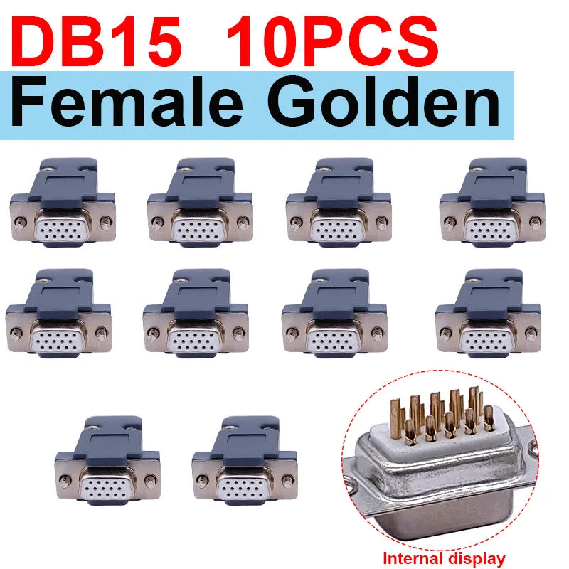 10PCS DB9 Adapter Connector Core RS232 Serial COM Plug Connectors Hole/pin DB15 Female Male Port Socket D Sub DP9 Plastic Case