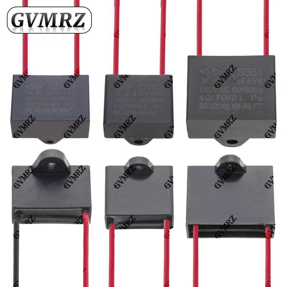 CBB61 Motor Run Capacitor 1.5–20uF 250V 450V AC Polypropylene Film for Fan Motor Replacement