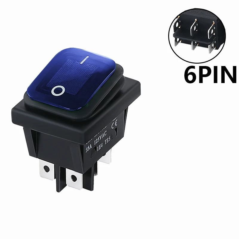 ON OFF KCD4 waterproof and oil proof switch four feet 2 file red green with lights six foot rocker power switch LED 12V 220V