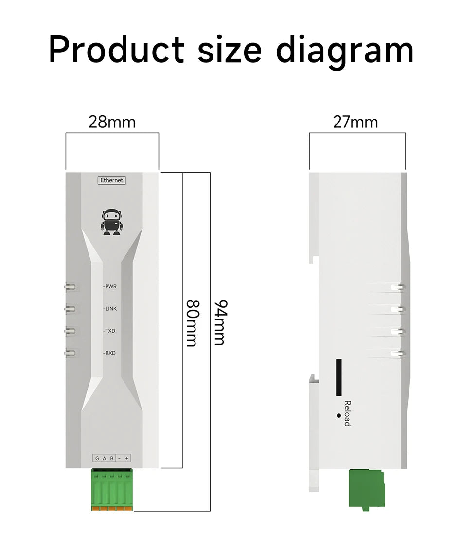 RS485 to Ethernet Serial Server CDEBYTE NA111-M DC 8～28V RS485 RJ45 TCP/UDP MQTT Small Size Modbus Industrial Grade AT Command