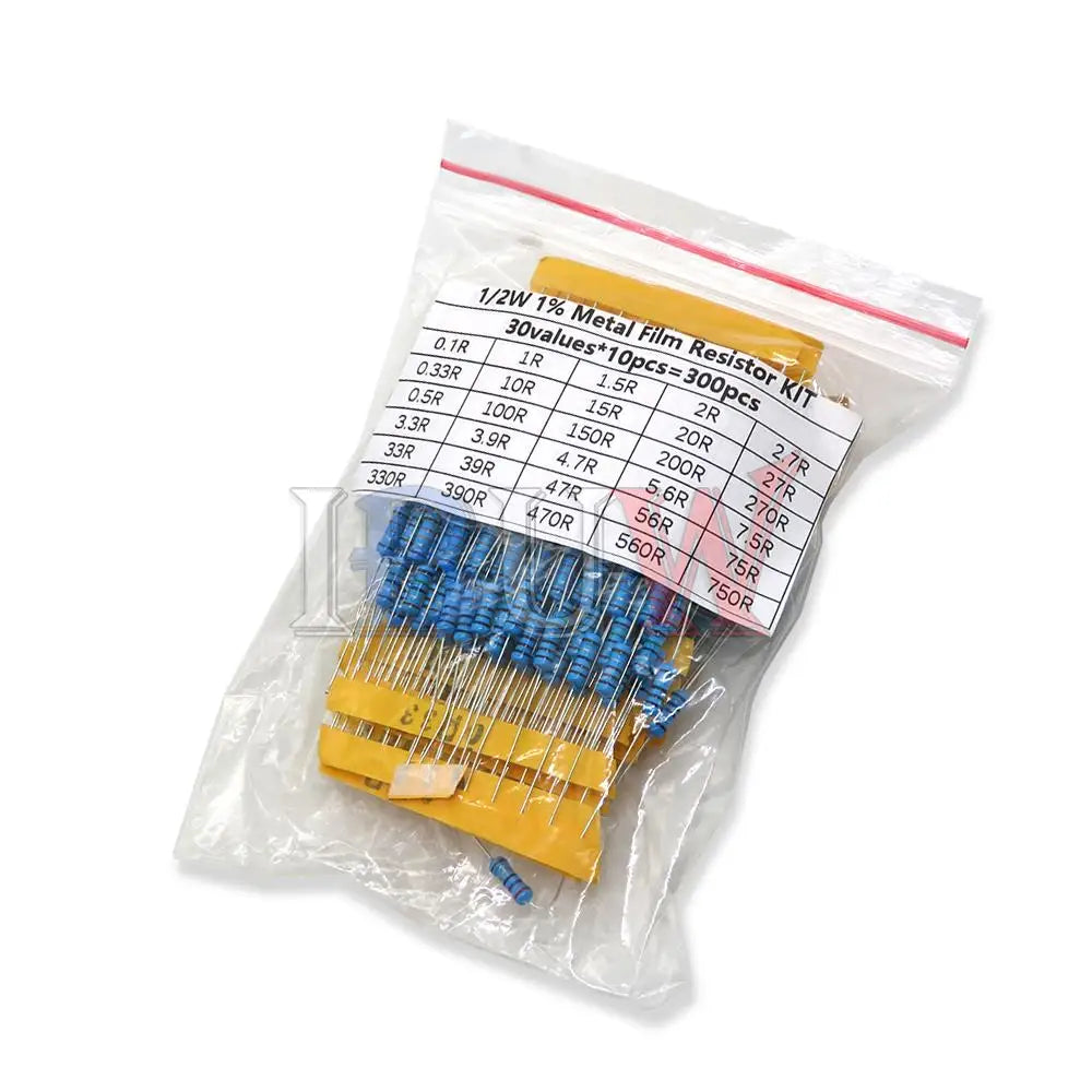 150PCS 300PCS 1/4W 1/2W 1W 2W 3W Resistance 1% Metal Film Resistor Assortment Kit Set 30Kinds Each 5/10PCS 1~750 1K~820K Ohm