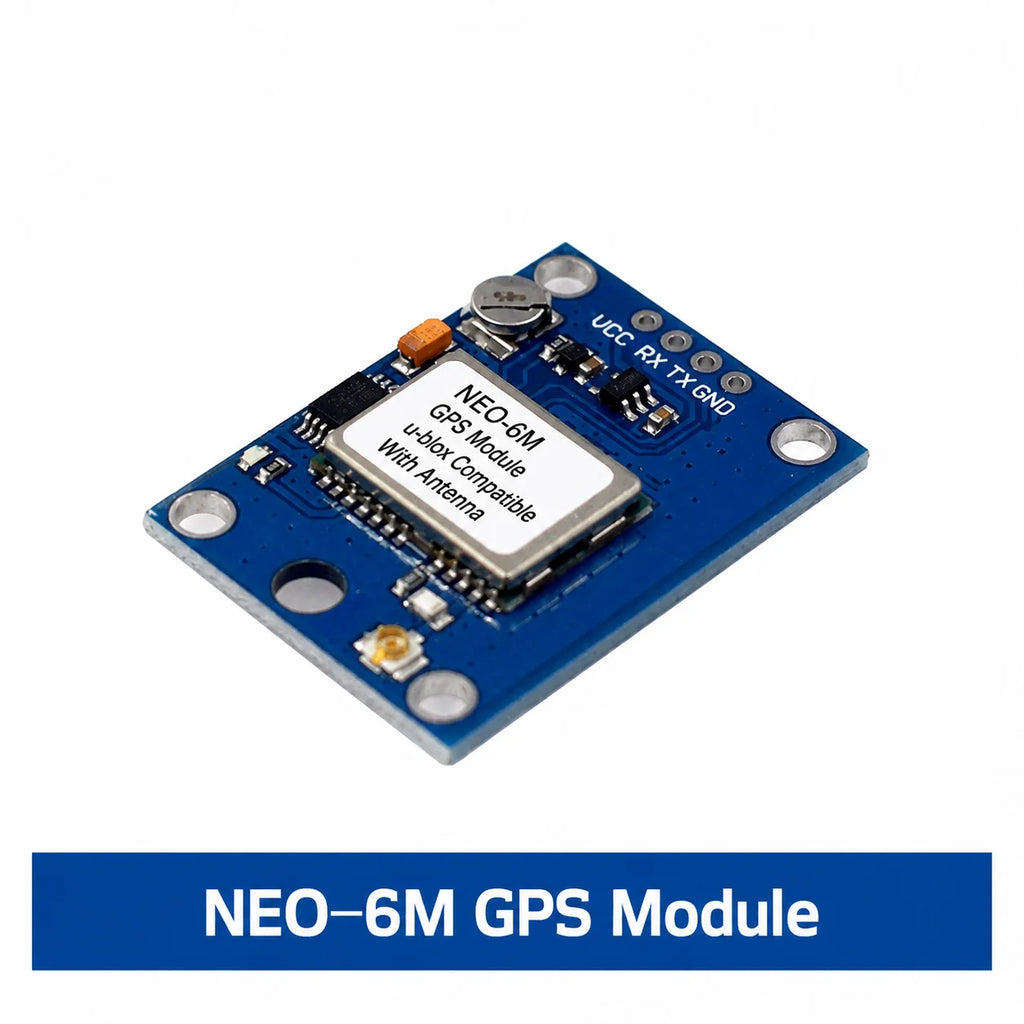 GPS Module NEO-6M with Active Ceramic Antenna, 3V-5V, Data Backup Battery, LED Signal Indicator, Compatible with Flight