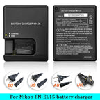 MH-25 EN-EL15 Charger D850 D800 D800E D810 D810E D600E D500 D7000 D7100 D7200 D7300 D7500 D610 D750 V1 Camera Battery Charger