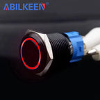 ABILKEEN 16/19/22MM Black Shell Metal Push Button Switch 1NO1NC Momentary/Latching Power Control Push Button with LED Light