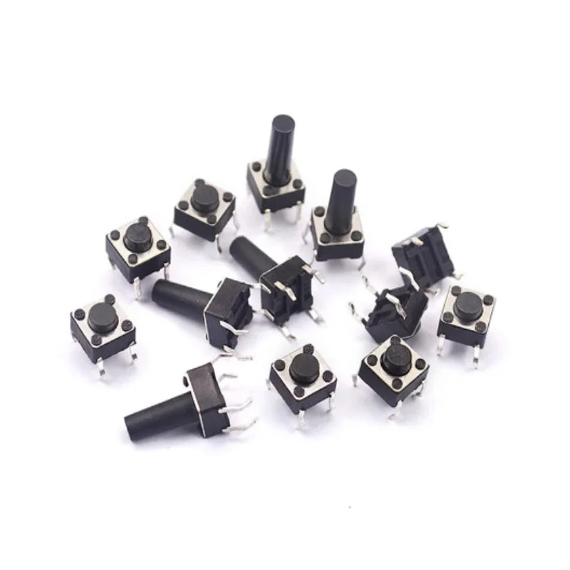 50Pcs 6x6mm Tactile Tact Mini Push Button Switch PCB Panel Momentary DIP 4 Pin Self-Reset Switch 6*6*4.3/5/6/7/8/9/10/11/12/13MM
