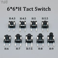 90Pcs 6*6 Tact Switch Tactile Push Button Switch Kit Height: 4.3 ~9MM DIP 2P micro Switch 6x6 Key Switch For Arduino