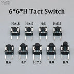 90Pcs 6*6 Tact Switch Tactile Push Button Switch Kit Height: 4.3 ~9MM DIP 2P micro Switch 6x6 Key Switch For Arduino