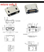 20pcs Micro USB 5 Pin SMT Socket Connector Type B Female Placement DIP SMD USB Charging Adapter Connectors Plug