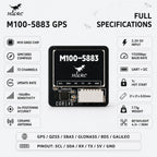 HGLRC M100-5883 Fast Lock M10 GPS Compass Multi GNSS BDS Galileo 72CH UART for FPV Drone Fixed Wing RC Plane M10-25Q Alternative