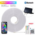 EU Plug DC24V 3535 RGB Neon LED Strip 5/10/15/20/30M Bluetooth Music Sync Waterproof Neon Rope Light for Indoor Outdoor Decor