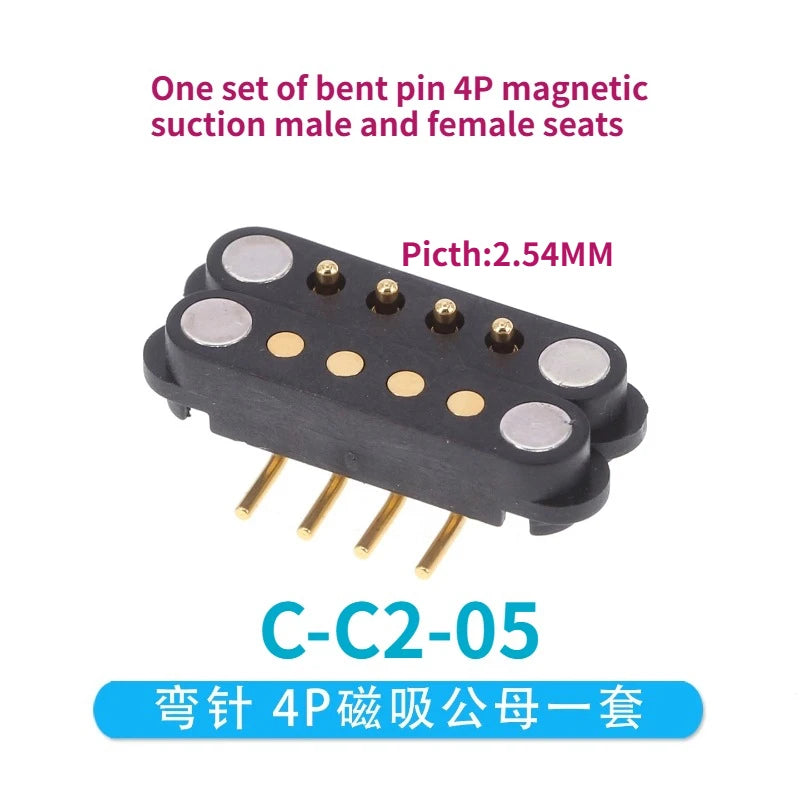 1/5 Set Waterproof DC Magnetic Pogo Pin Connector 2 3 4 5 6 7 8 9 Poles 2.54 MM Pogopin Male Female Contact Strip 90 Degree