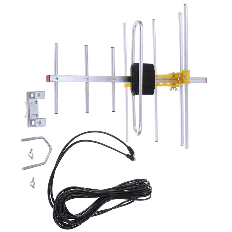 Outdoor 100Mile Amplified 8 Yagi Antenna HD TV 10dB Long Range UHF/VHF/FM HDTV