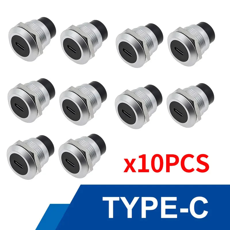 10Pcs Metal D‑Type Panel Mount Socket RJ45 CAT6 HDMI USB3.0 Straight Through Network Connector Module Round Panel Mount Adapter