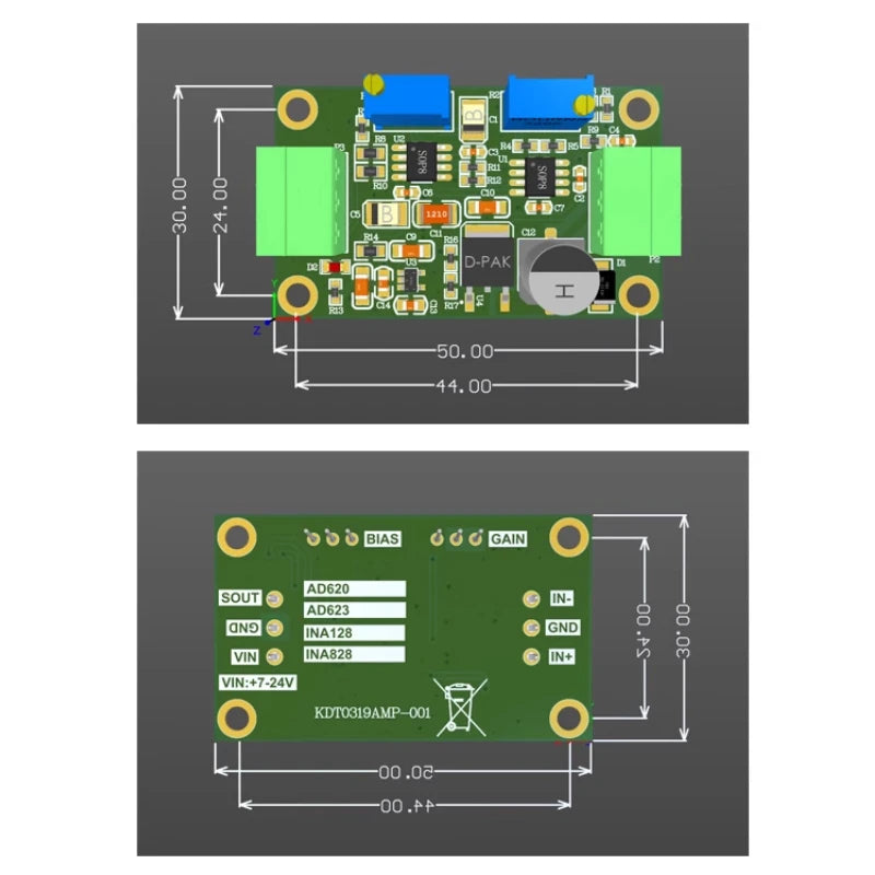 INA128 Amplifier Module, Instrumentation Amplifier, Precision Microvolt/Millivolt Amplifier, High Gain Amplifier KDT0319AMP-003