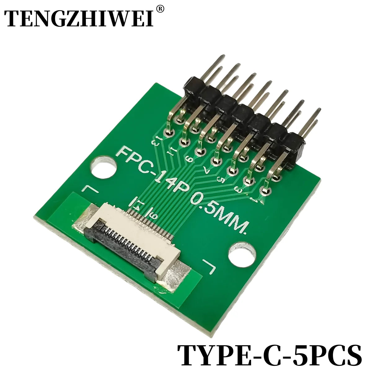 5PCS FFC/FPC Adapter Board 0.5MM-14P to 2.54MM Welded 0.5MM-14P Flip-Top Connector Welded Straight and Bent Pin Headers