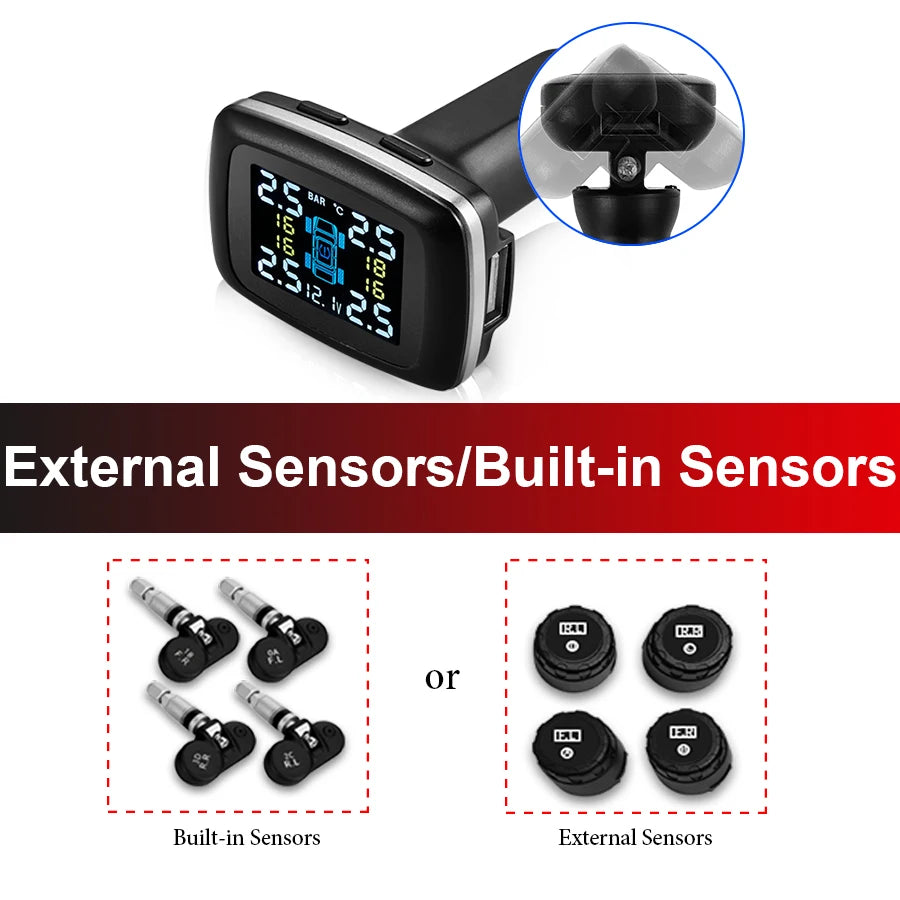 Smart Cigarette Lighter USB TPMS Car Tire Pressure Alarm Monitor System 4 Sensors Display Tyre Pressure Temperature Alarm
