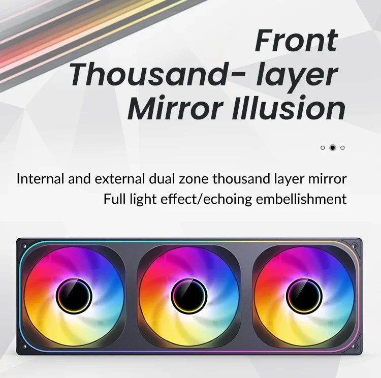 Jonsbo ZB-120/240/360 ARGB Computer case fan,4 sides Infinity Mirror lighting effect/28MM thickness integrated cooling fan