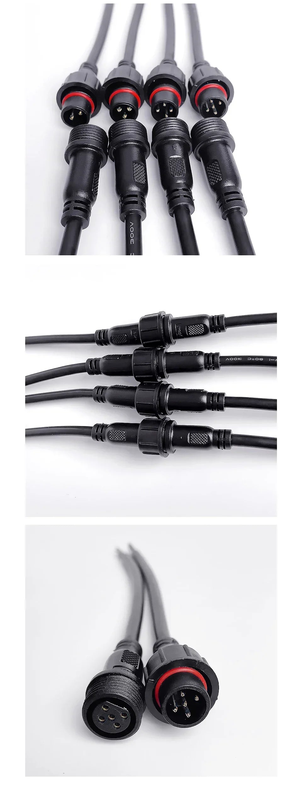 5/20Pcs M16 Waterproof 2 3 4 5 Pin IP65 Cable Wire Plug for LED Strips Male and Female Jack 22mm Nut Connector 20CM OD 6mm