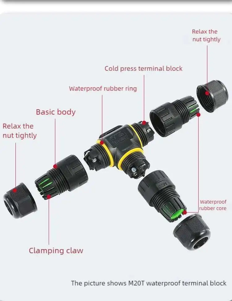 IP68 Waterproof Electrical Wire Connector I T Type Solderless Street Lights Quick Cable Wiring Outdoor Rainproof Terminal Blocks