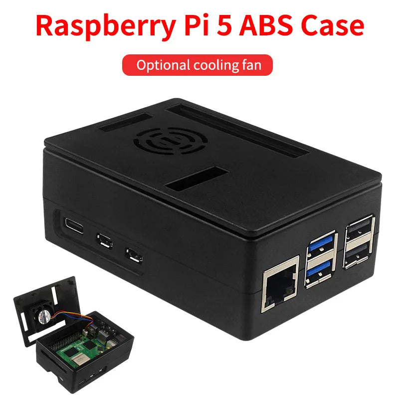 Raspberry Pi 5 ABS Case Black Silver Plastic Shell Optional PWM Cooling Fan Protection Box for Raspberry Pi 5